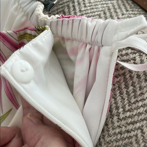 Talbots Women Stretch Tropical Print Pink & Green Palm Leaves Silk Blend SZ 18 W - Picture 7 of 8